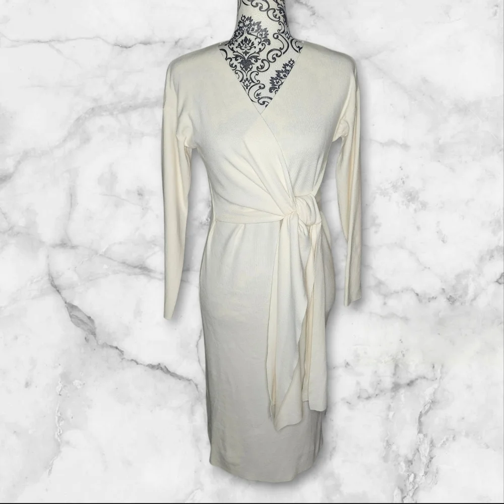white christmas dresses Sasha Cream Wrap Knit Sweater Dress main image 0